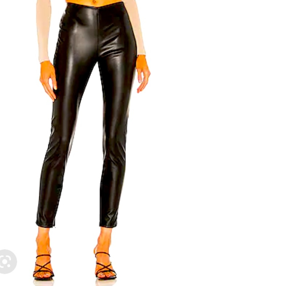 Velvet Faux leather pants with ankle zippers